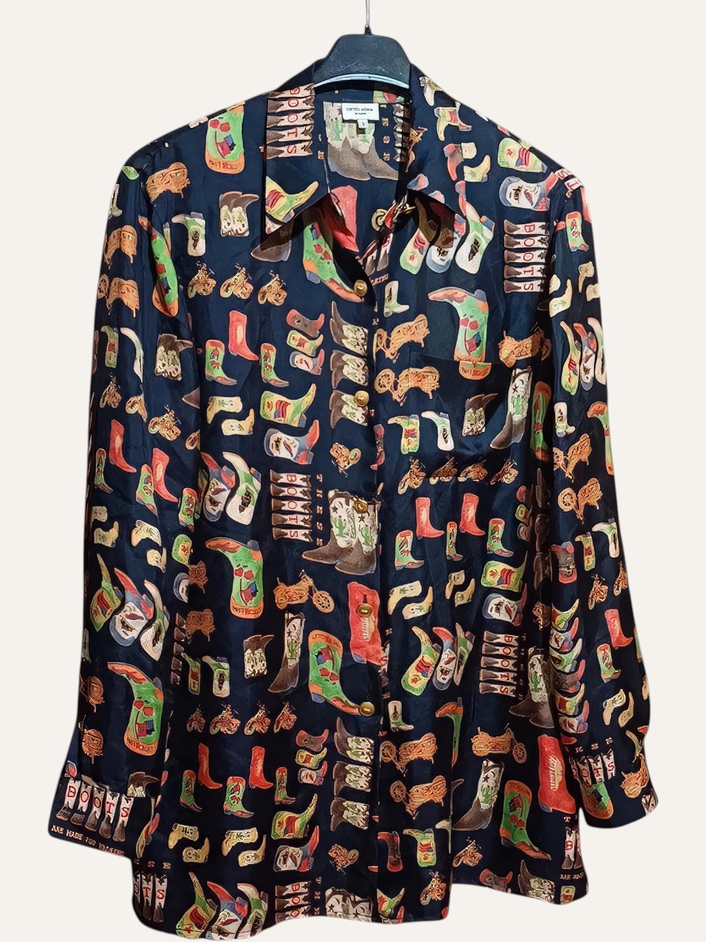 Otto Kern Pure Silk Cowboy Boot Print Shirt