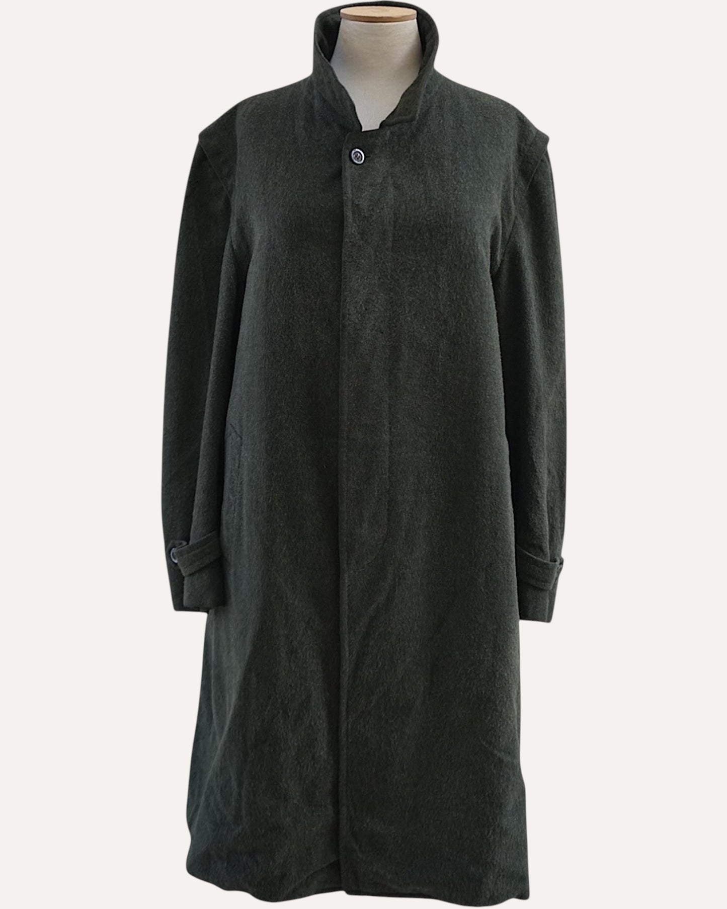 Wool Balmacaan Coat in Forest Green