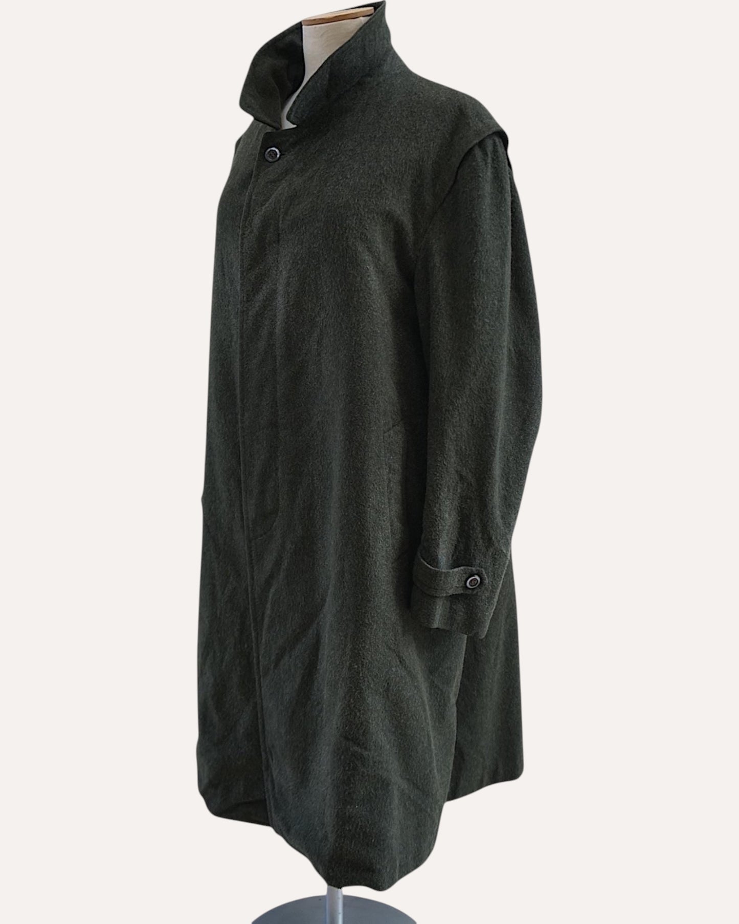 Wool Balmacaan Coat in Forest Green