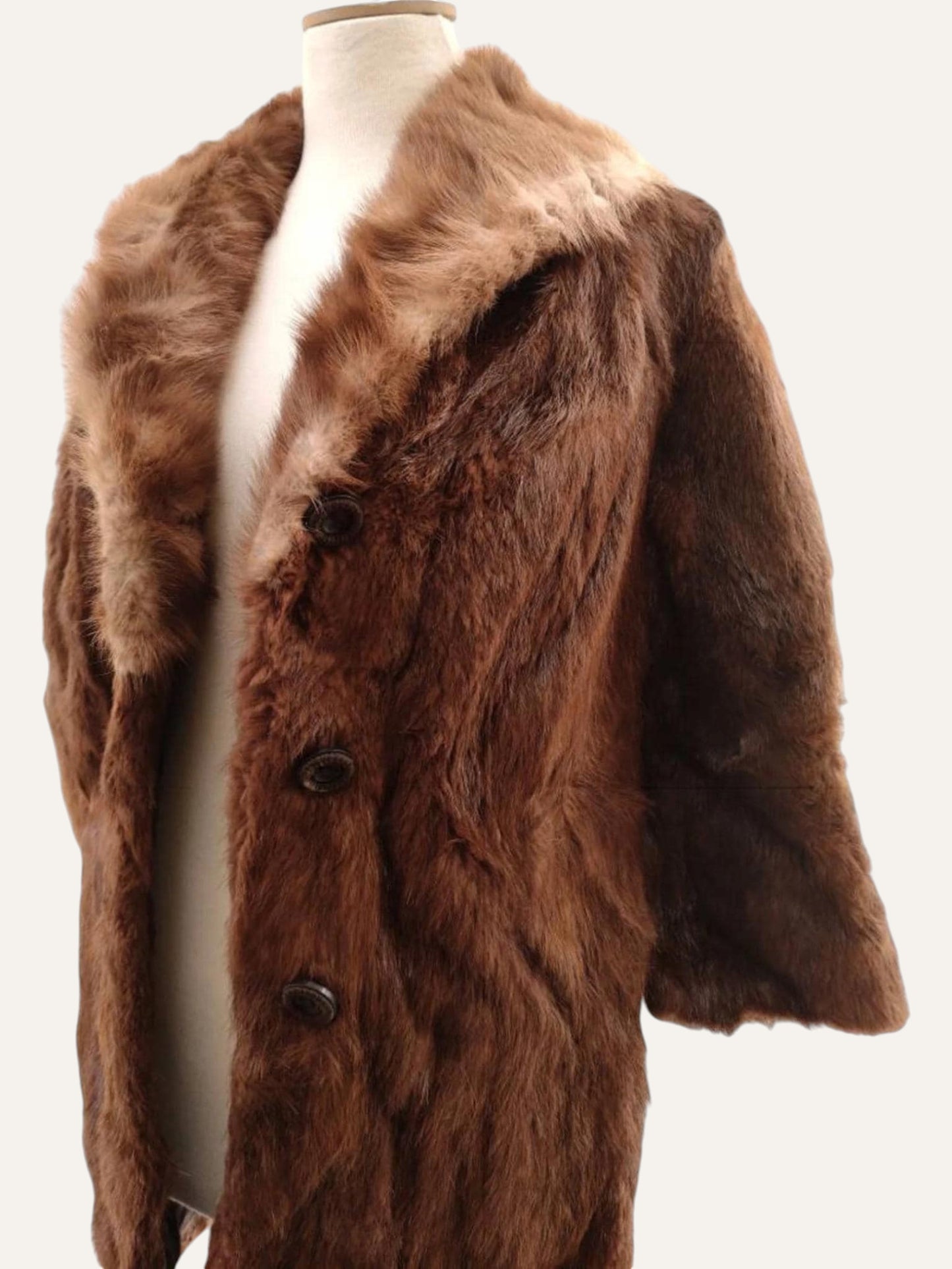 Artisan Real Fur Swing Coat in Cognac