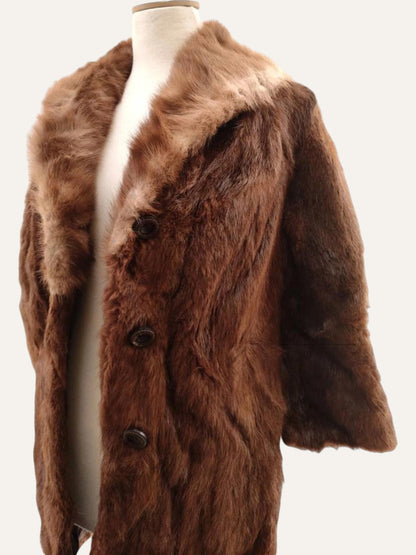 Artisan Real Fur Swing Coat in Cognac