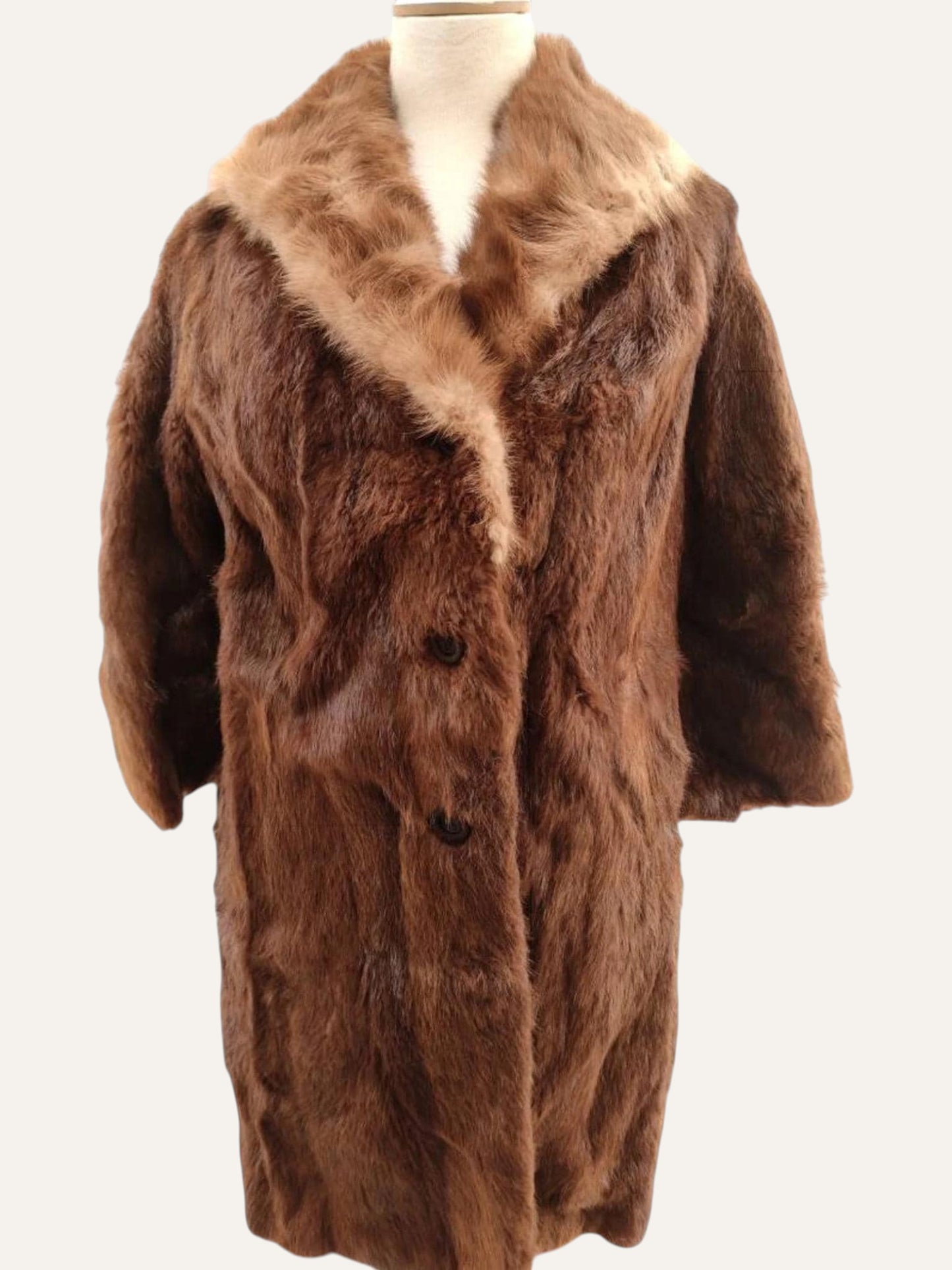 Artisan Real Fur Swing Coat in Cognac