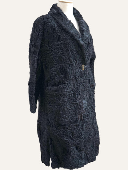 Persian Lamb Coat with Single Crystal Button