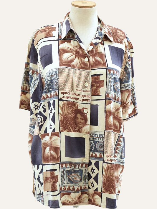 Collage Print Short Sleeve Shirt