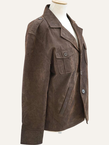 Pig Suede Western Moto Jacket in Tobacco