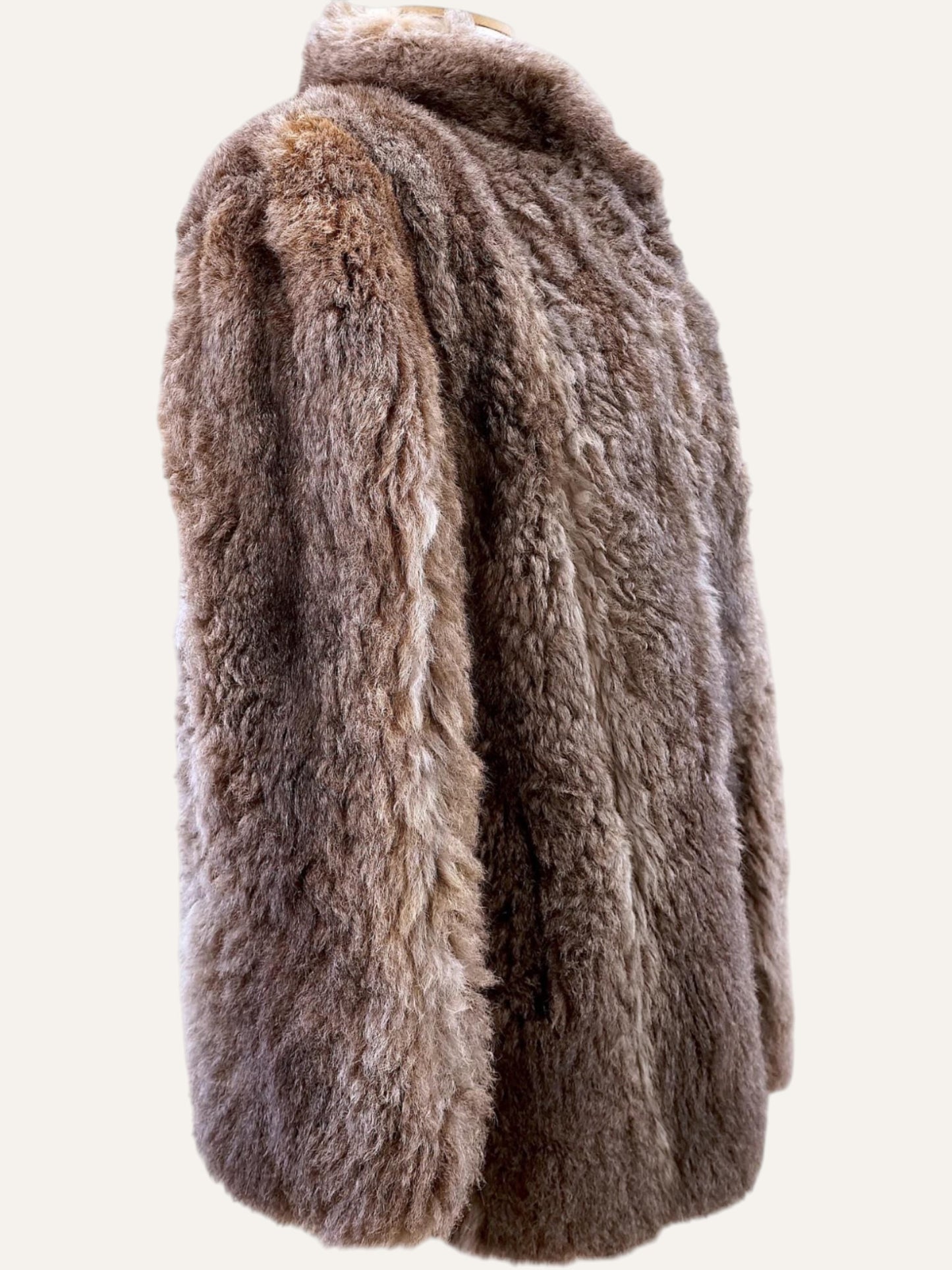 Vintage Fluffy Real Fur Coat in Mushroom