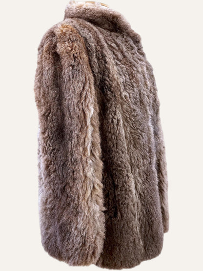 Vintage Fluffy Real Fur Coat in Mushroom