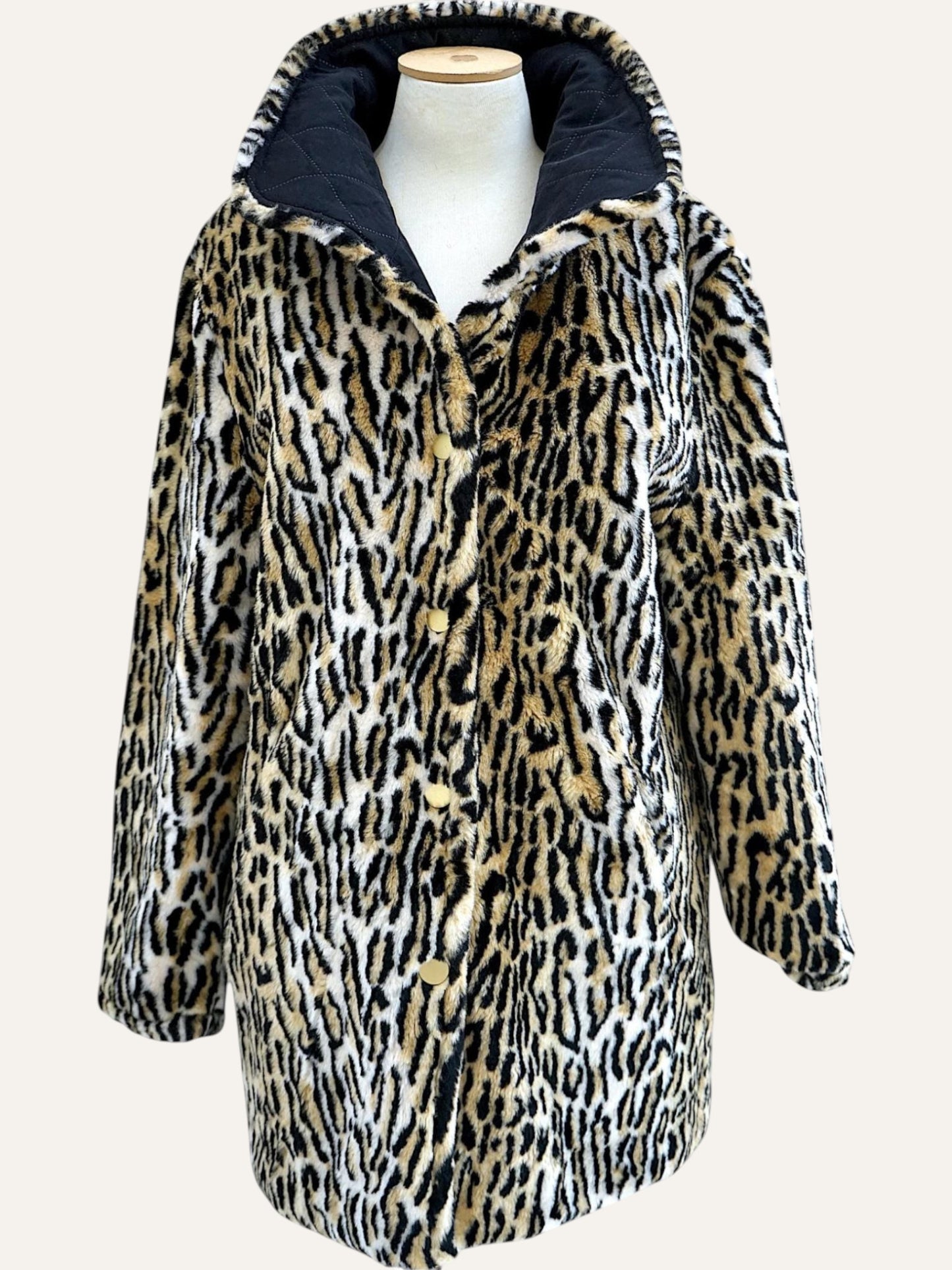Reversible Leopard Faux Fur & Quilted Coat