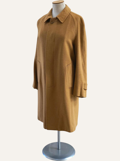 Kapa Fotiadis Pure Wool Raglan Funnel-Neck Coat in Camel