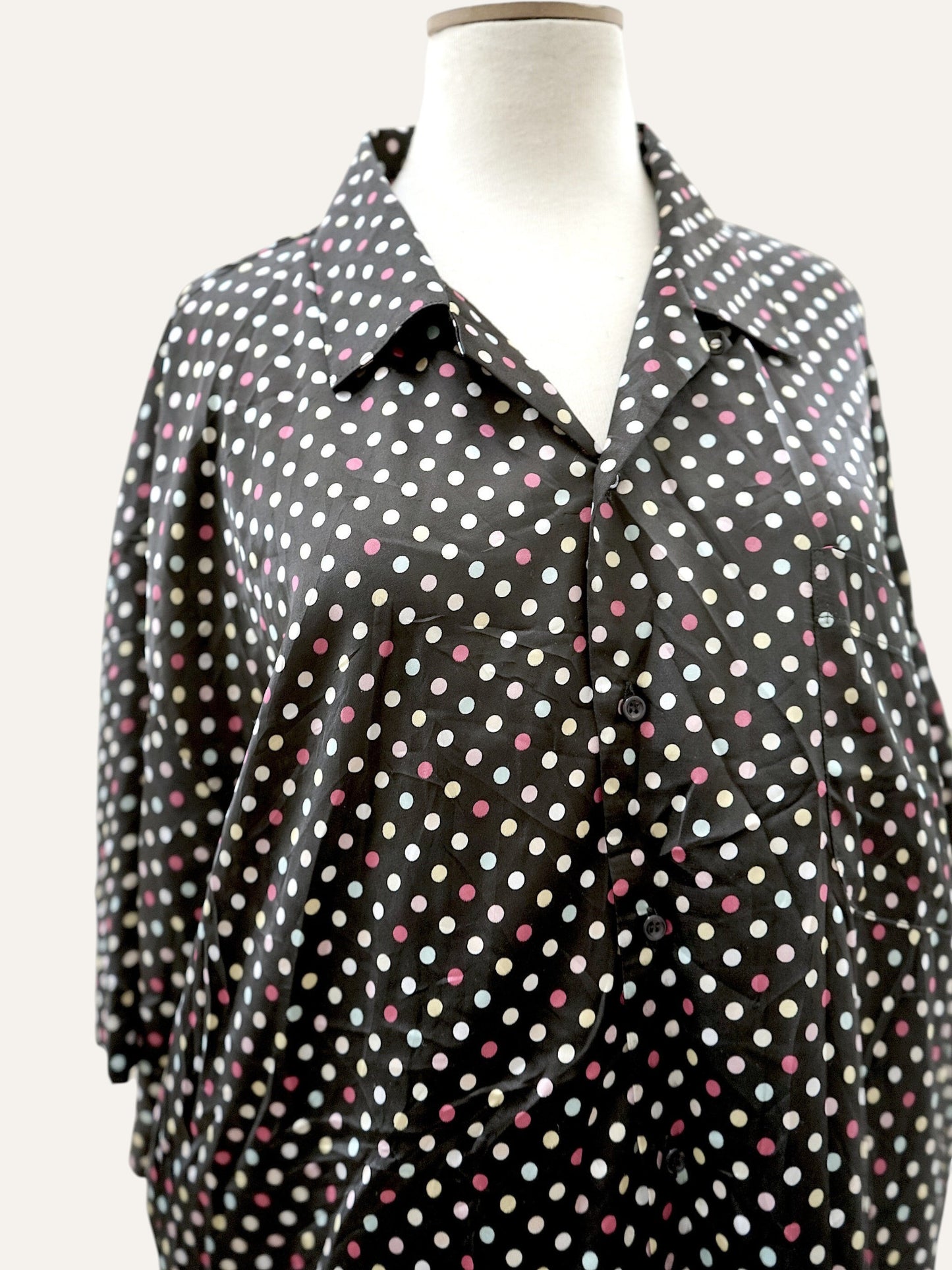 Vintage Satin Polka Dot Shirt
