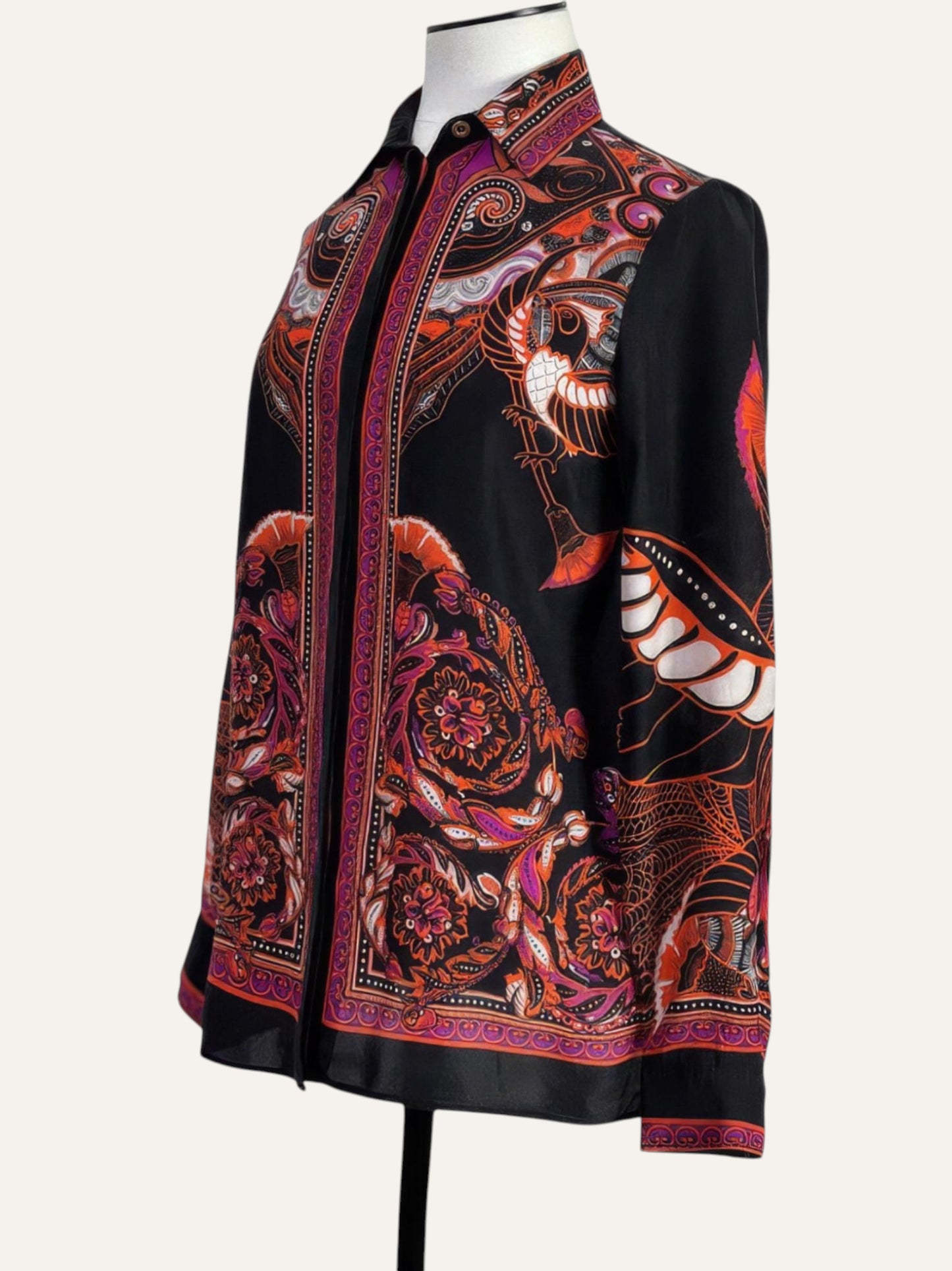 Gianni Versace Silk Baroque Bird Shirt