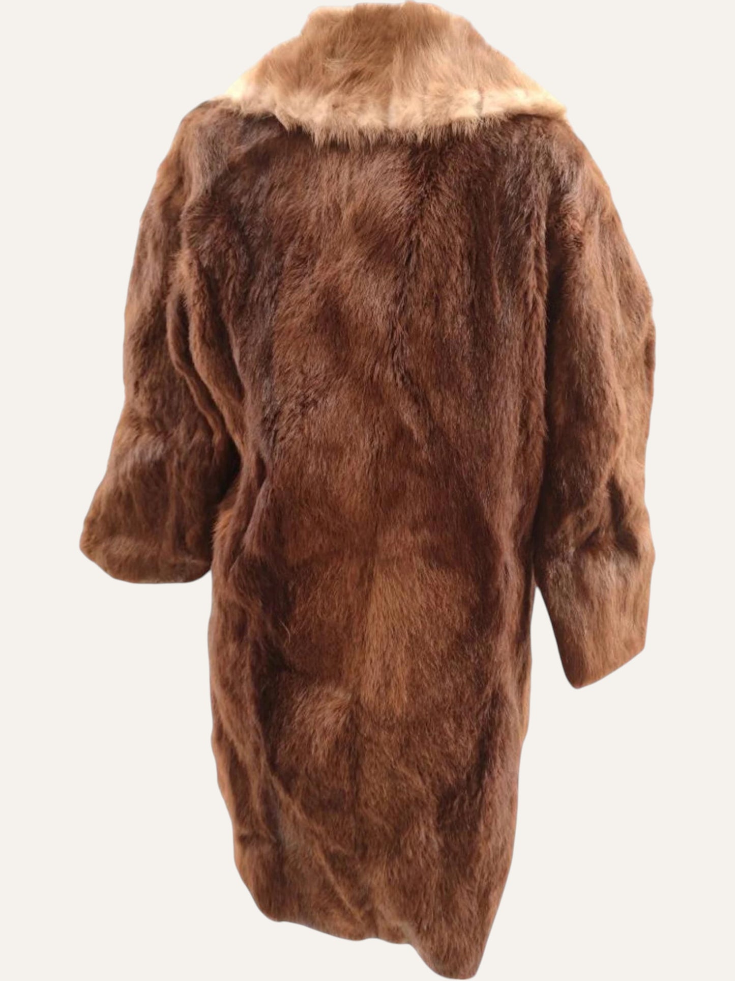 Artisan Real Fur Swing Coat in Cognac