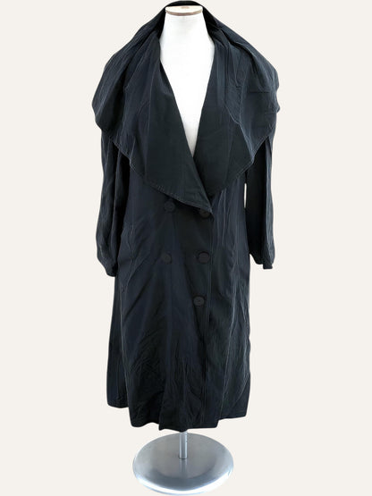 Pure Silk Draped Collar Trench Coat