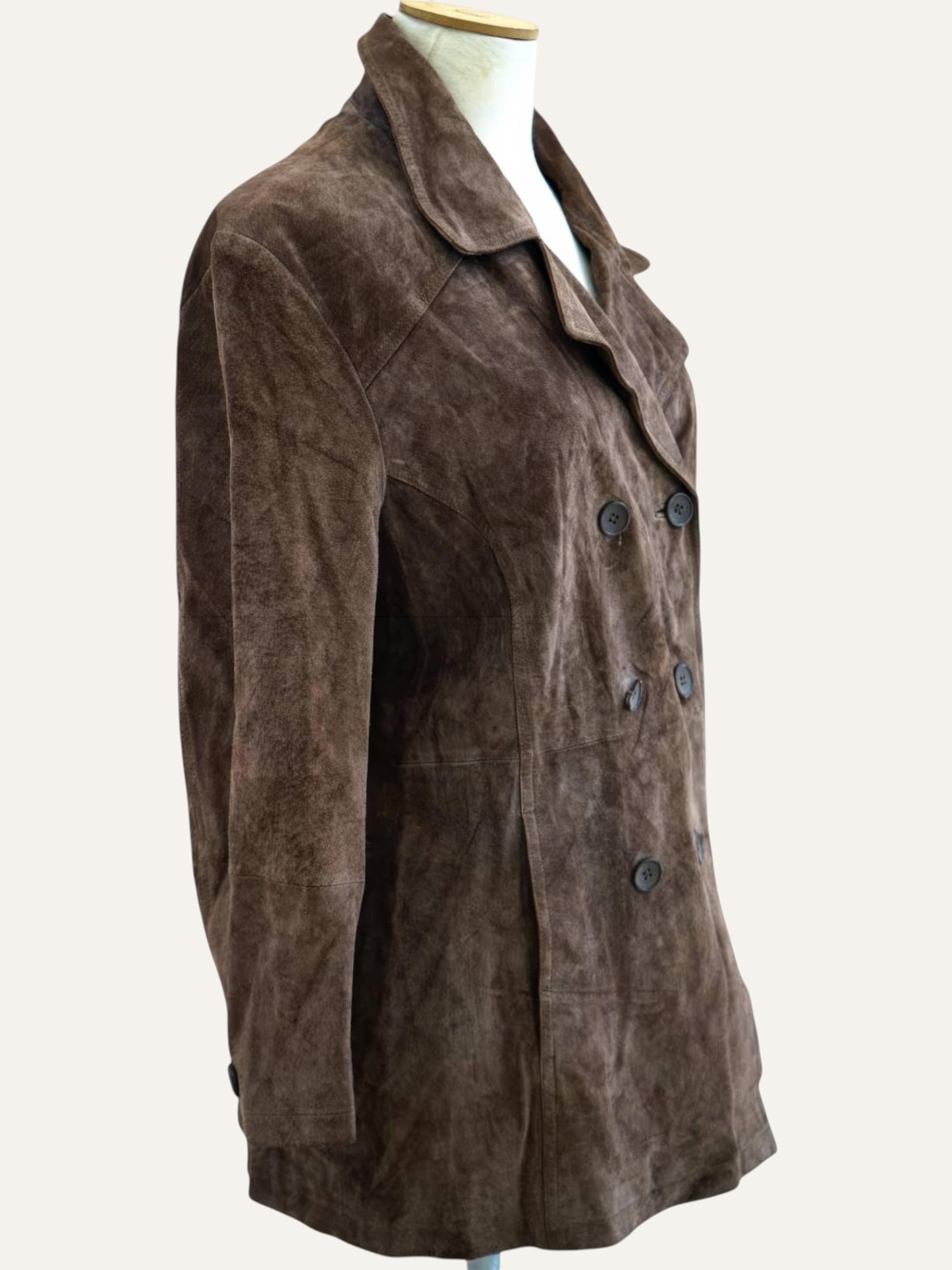 Dark Tobacco Pig Suede Leather Coat