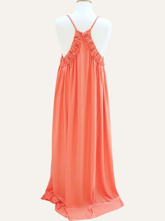 Smaili's Deep V Crystal Waist Maxi Gown