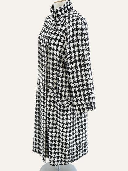 Oversized Houndstooth Bouclé Coat