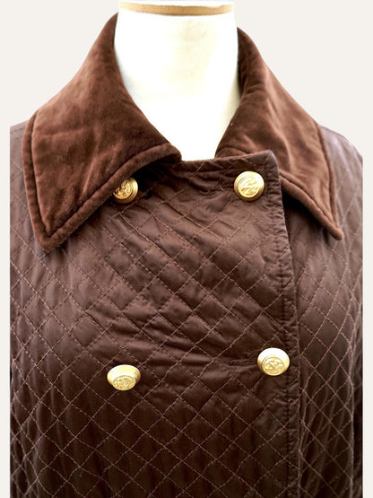 Iceberg Quilted Swing Coat Velvet Collar