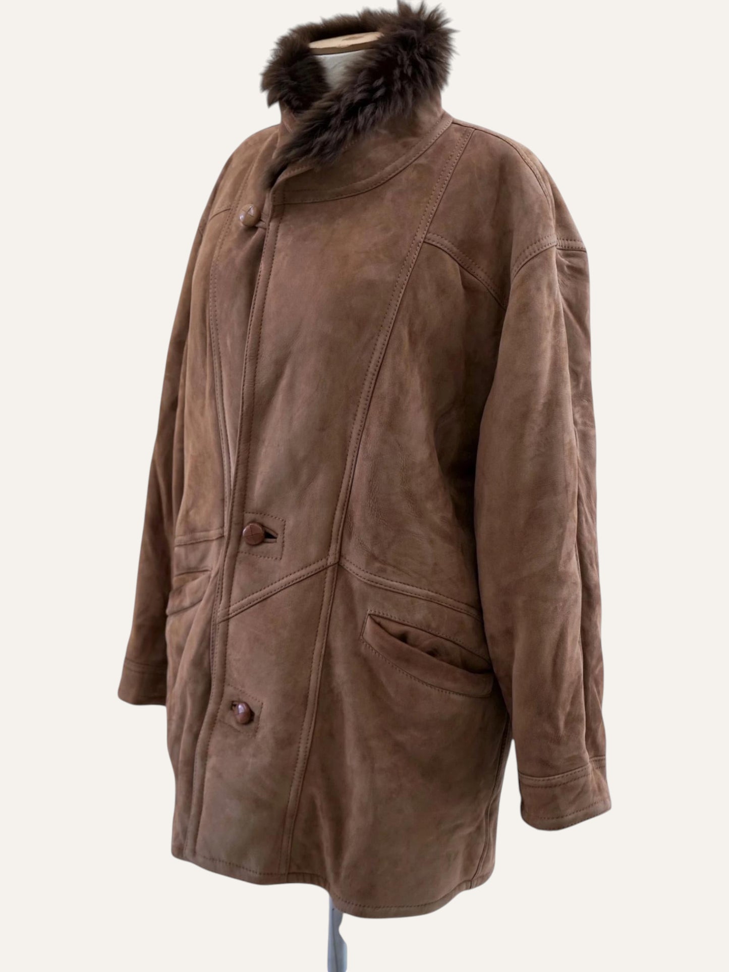 Vintage Suede Shearling Coat
