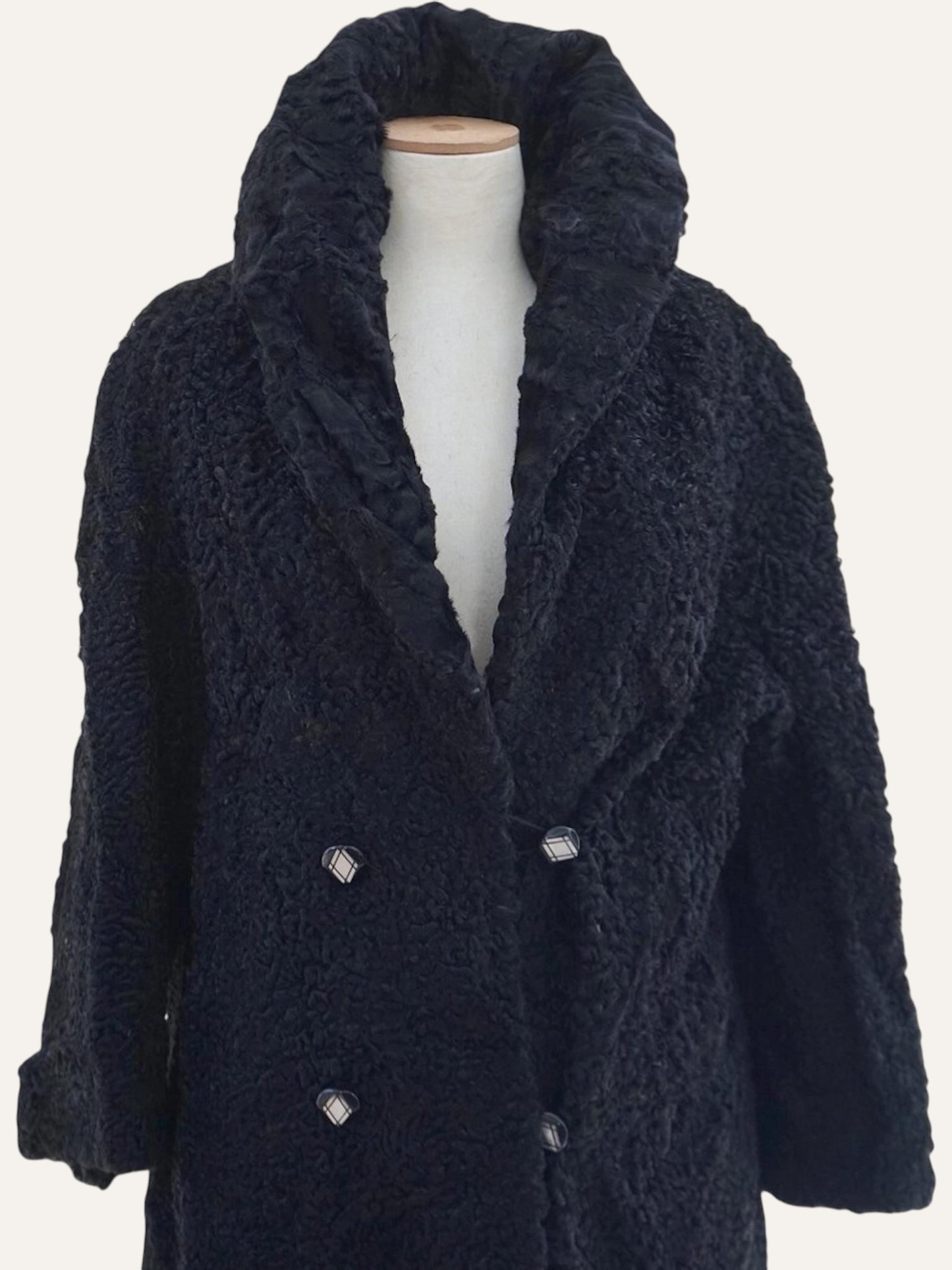 Double Breasted Swakara Karakul Fur Coat