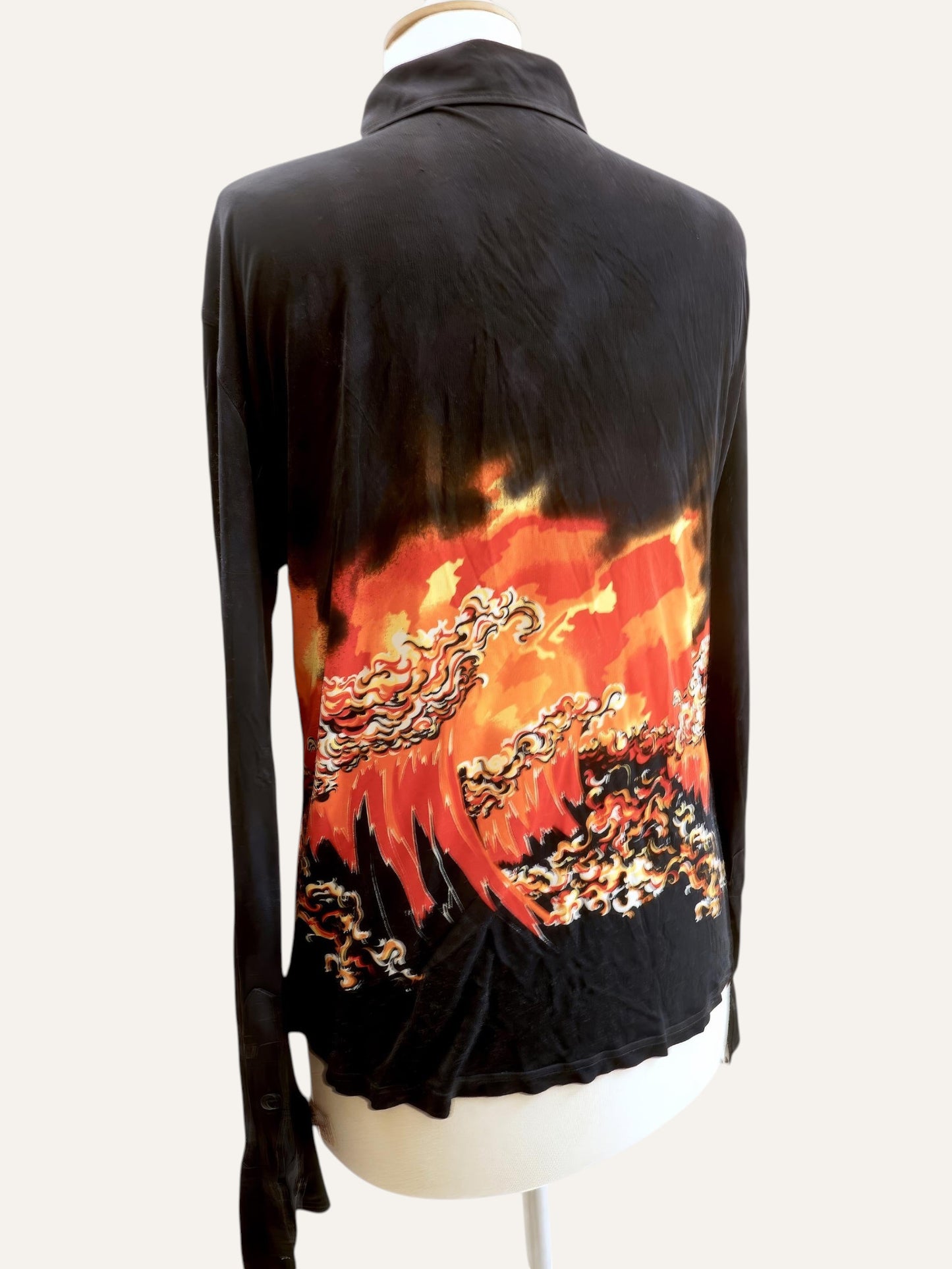 Gianni Versace Jersey Flame Print Shirt