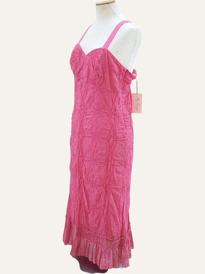 Crinkle Cotton Bustier Midi Dress