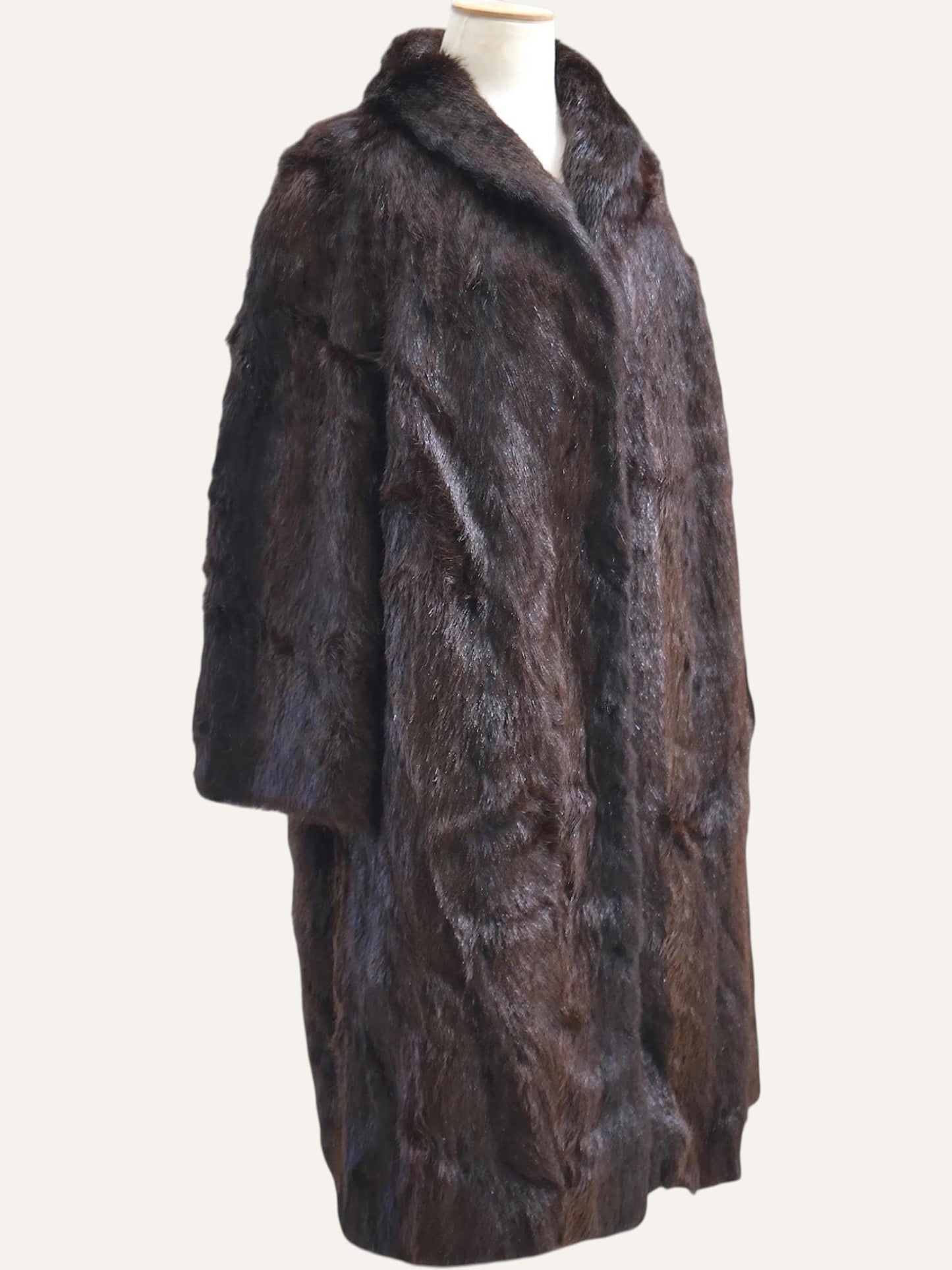 Dark Mahogany Fur Maxi Coat