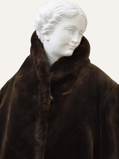 Sheared Faux Fur Maxi Coat in Forest Green
