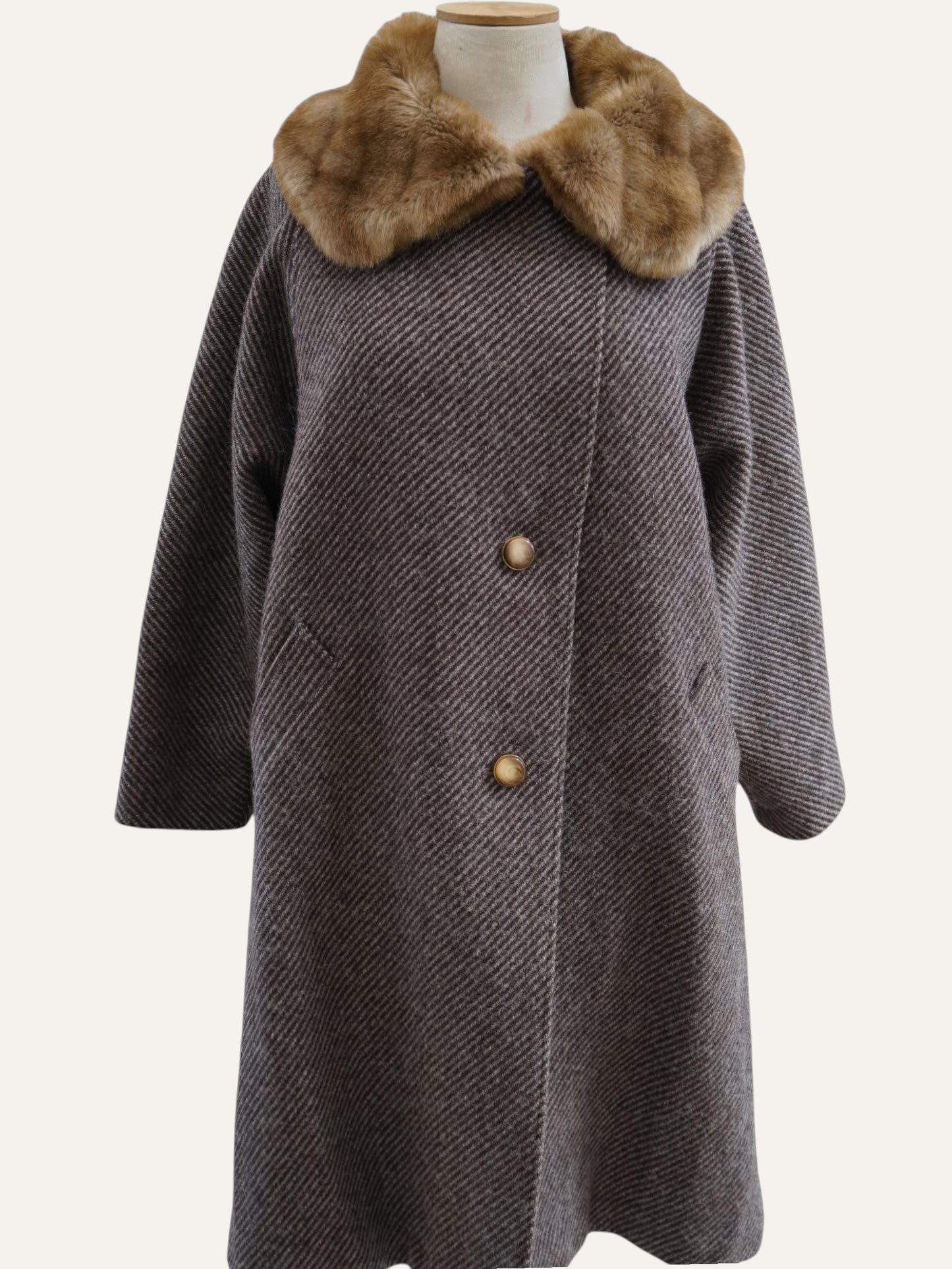 Marzotto Pure Wool Coat with Fur Collar