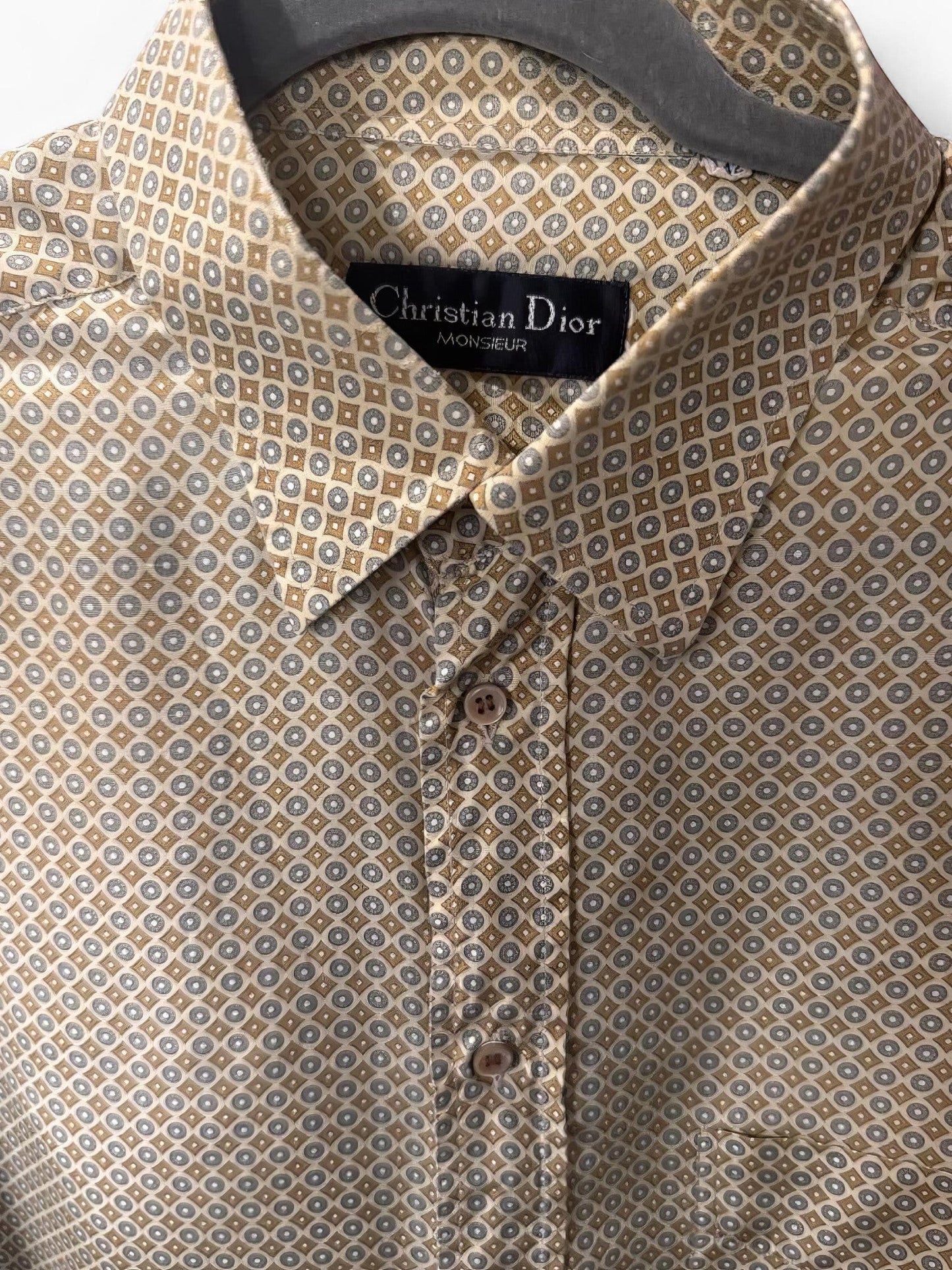 Christian Dior Monsieur Pure Silk Geometric Print Shirt