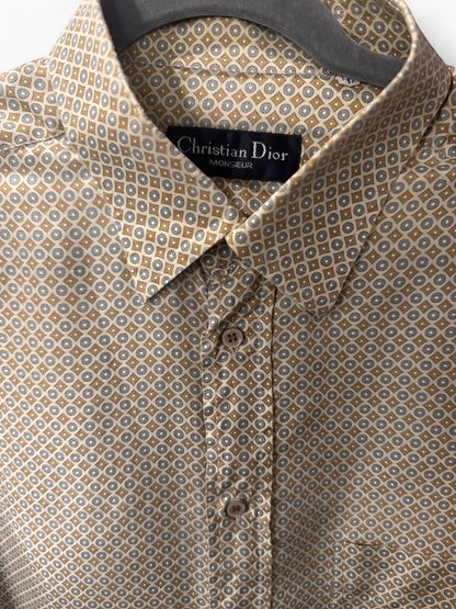 Christian Dior Monsieur Pure Silk Geometric Print Shirt
