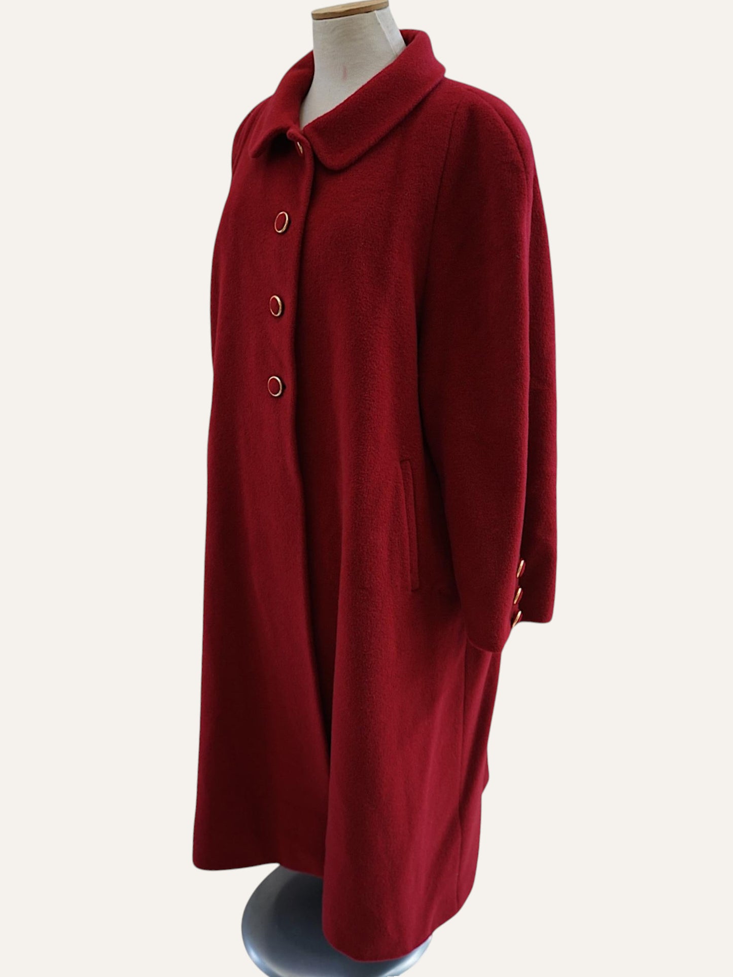 Crimson Mohair & Wool Princess Coat