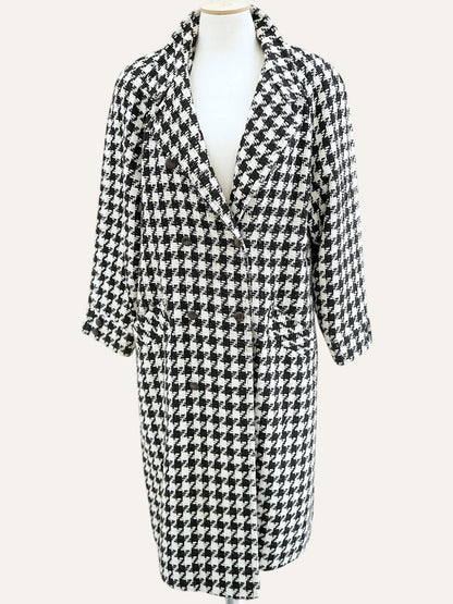 Oversized Houndstooth Bouclé Coat
