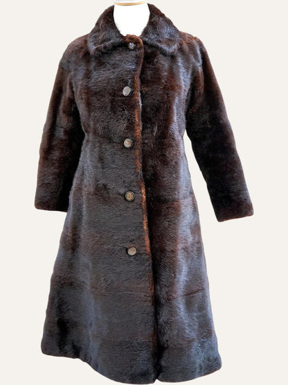 Monogrammed Real Fur Princess Coat in Espresso