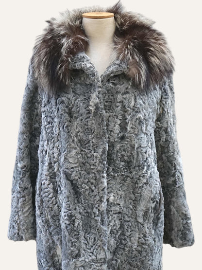 1980's Swakara Coat Long Hair Fur Collar