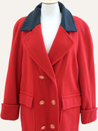 Double Breasted Passion Red Wool Coat