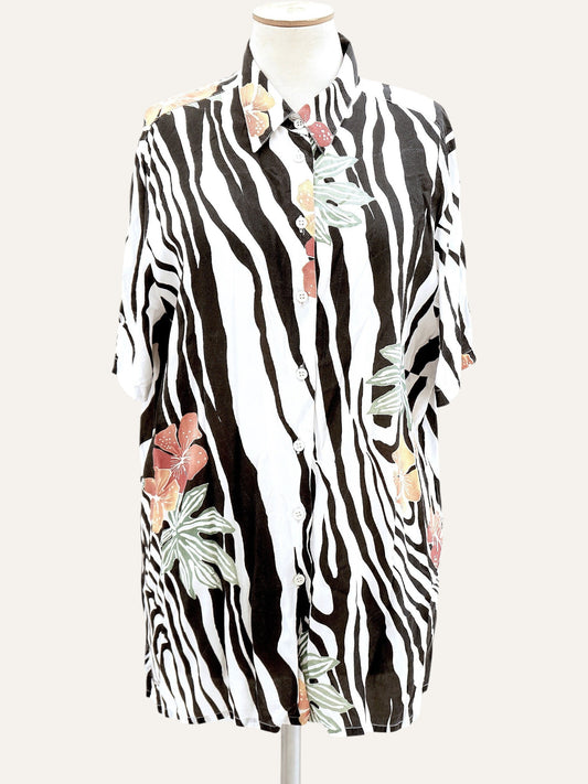 Zebra & Floral Print Shirt