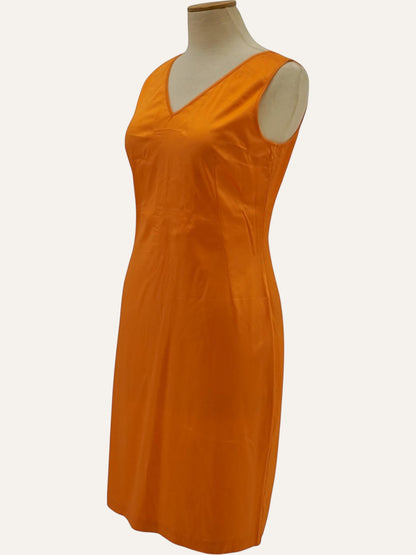 Dolce & Gabbana Satin V-Neck Slip Dress in Tangerine