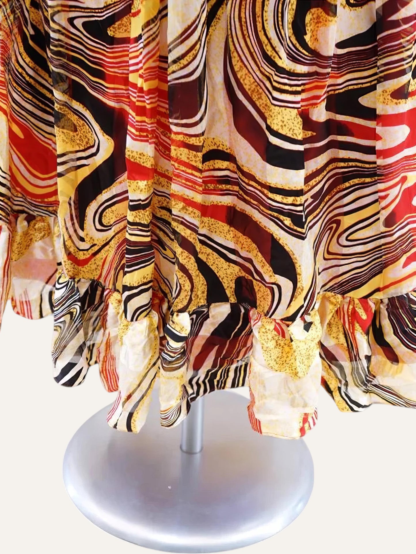 Swirl Print Cross-Back Sundress in Scarlet & Saffron