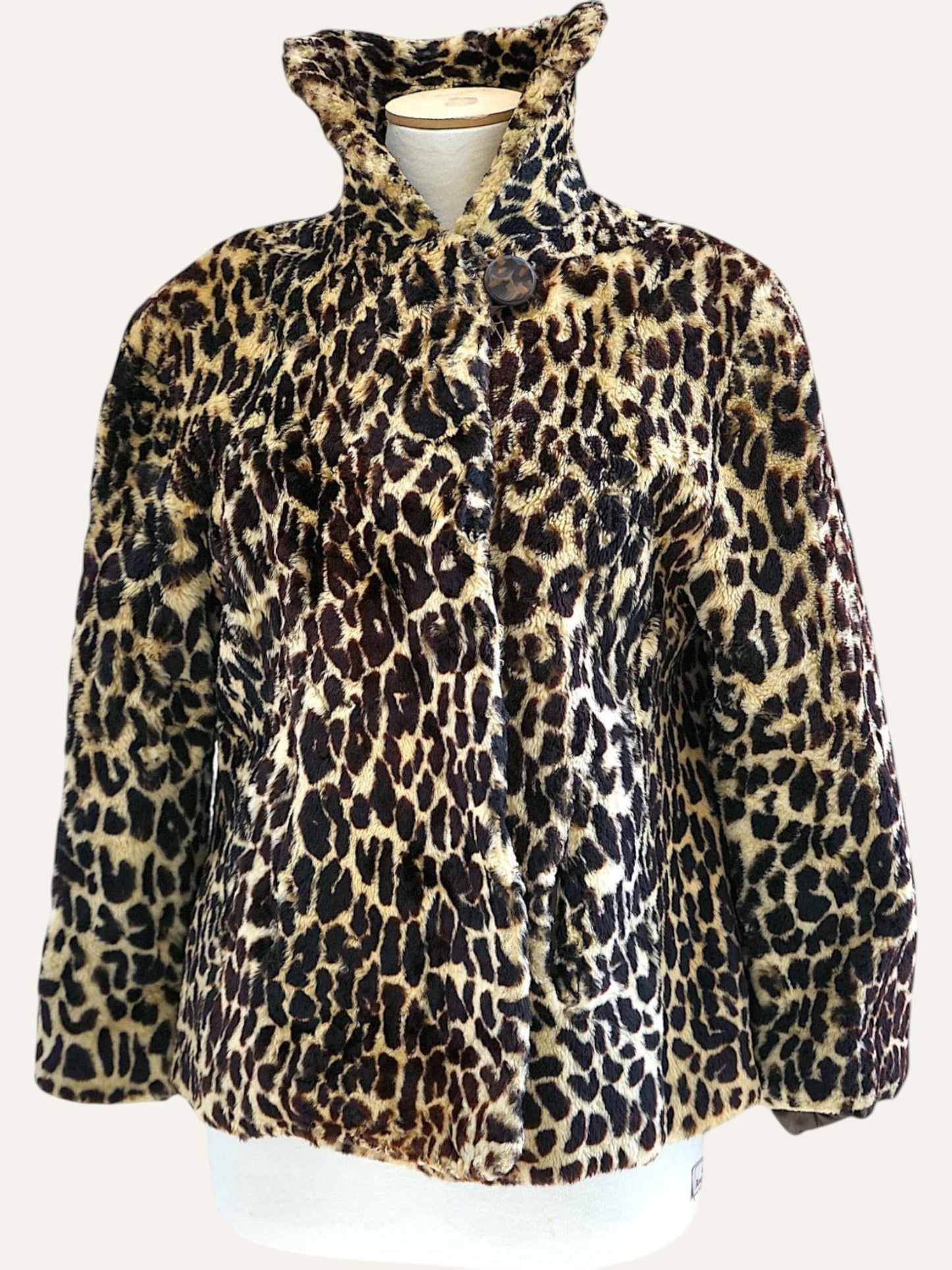 2000's Leopard Print Faux Fur Swing Jacket