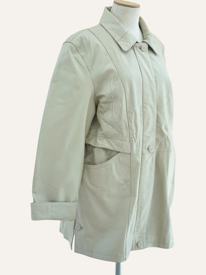 Pig Nappa Leather Jacket Tonal Embroidery
