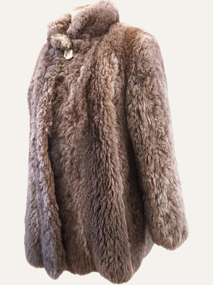 Vintage Fluffy Real Fur Coat in Mushroom