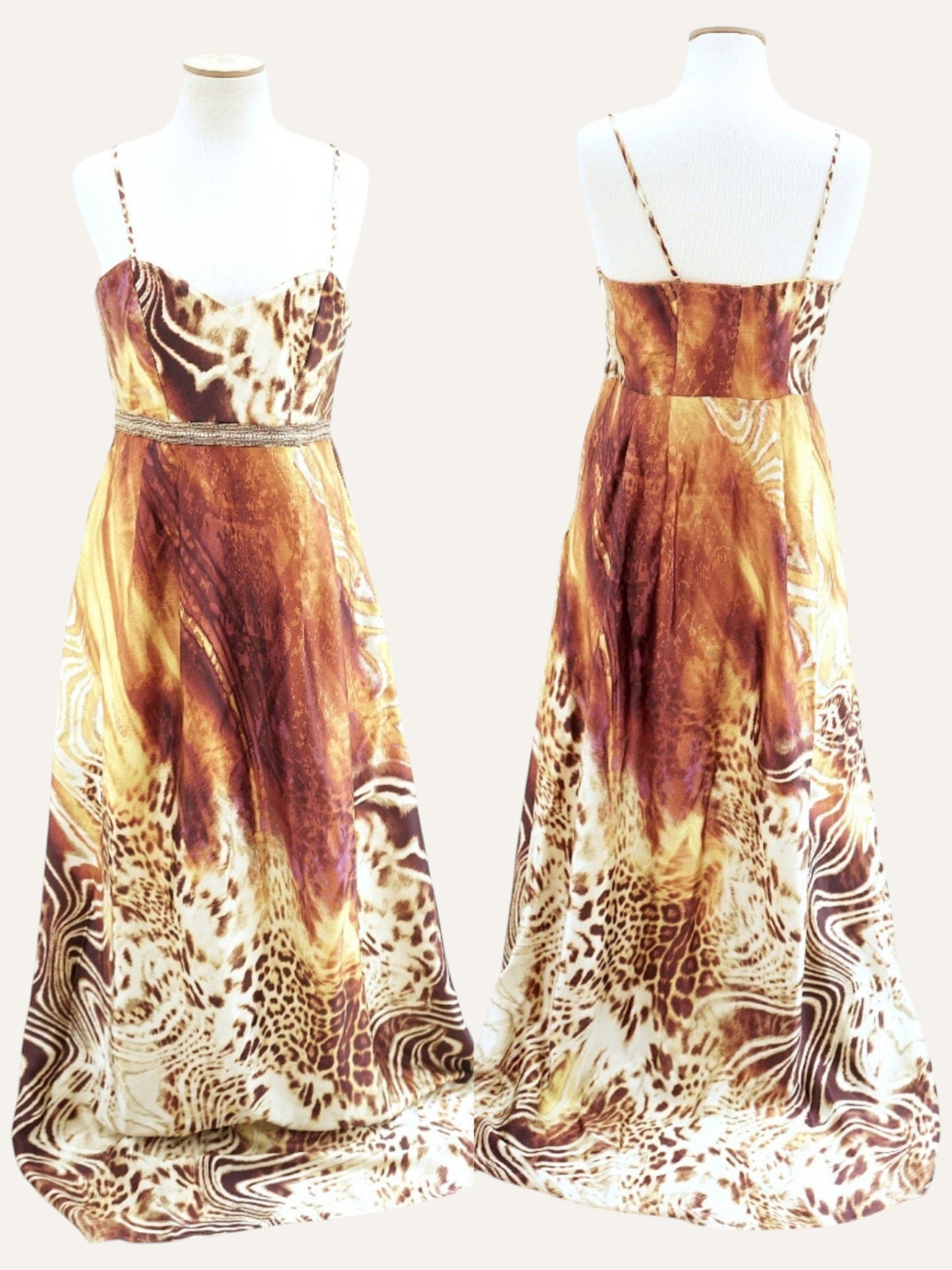 Silk Wild Animal Print Maxi Gown
