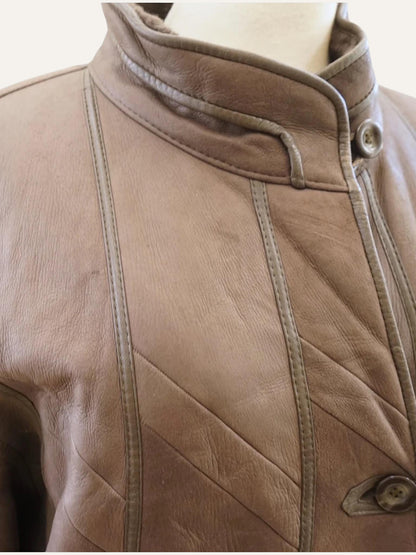 Diagonal Stitch Shearling Maxi Coat