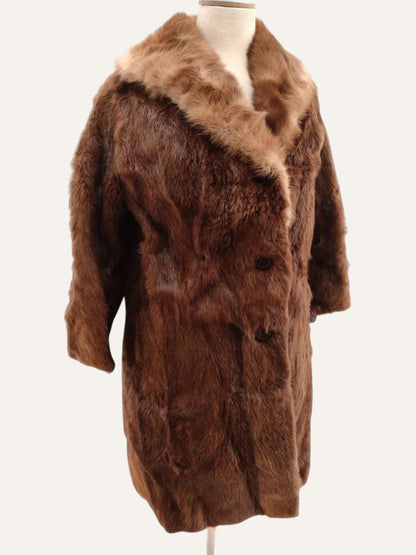 Artisan Real Fur Swing Coat in Cognac