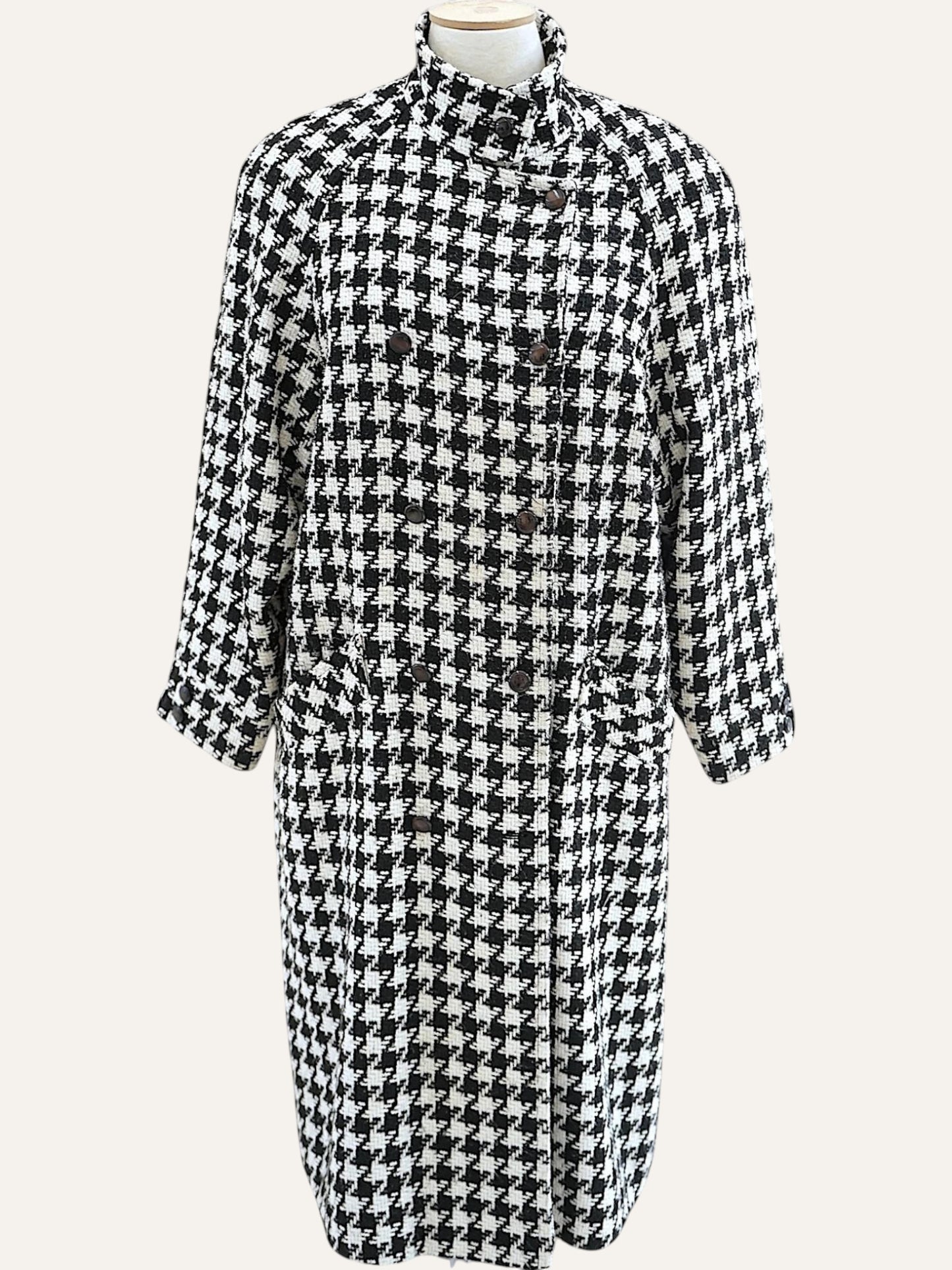 Oversized Houndstooth Bouclé Coat