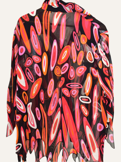 Sheer Psychedelic Print Shirt
