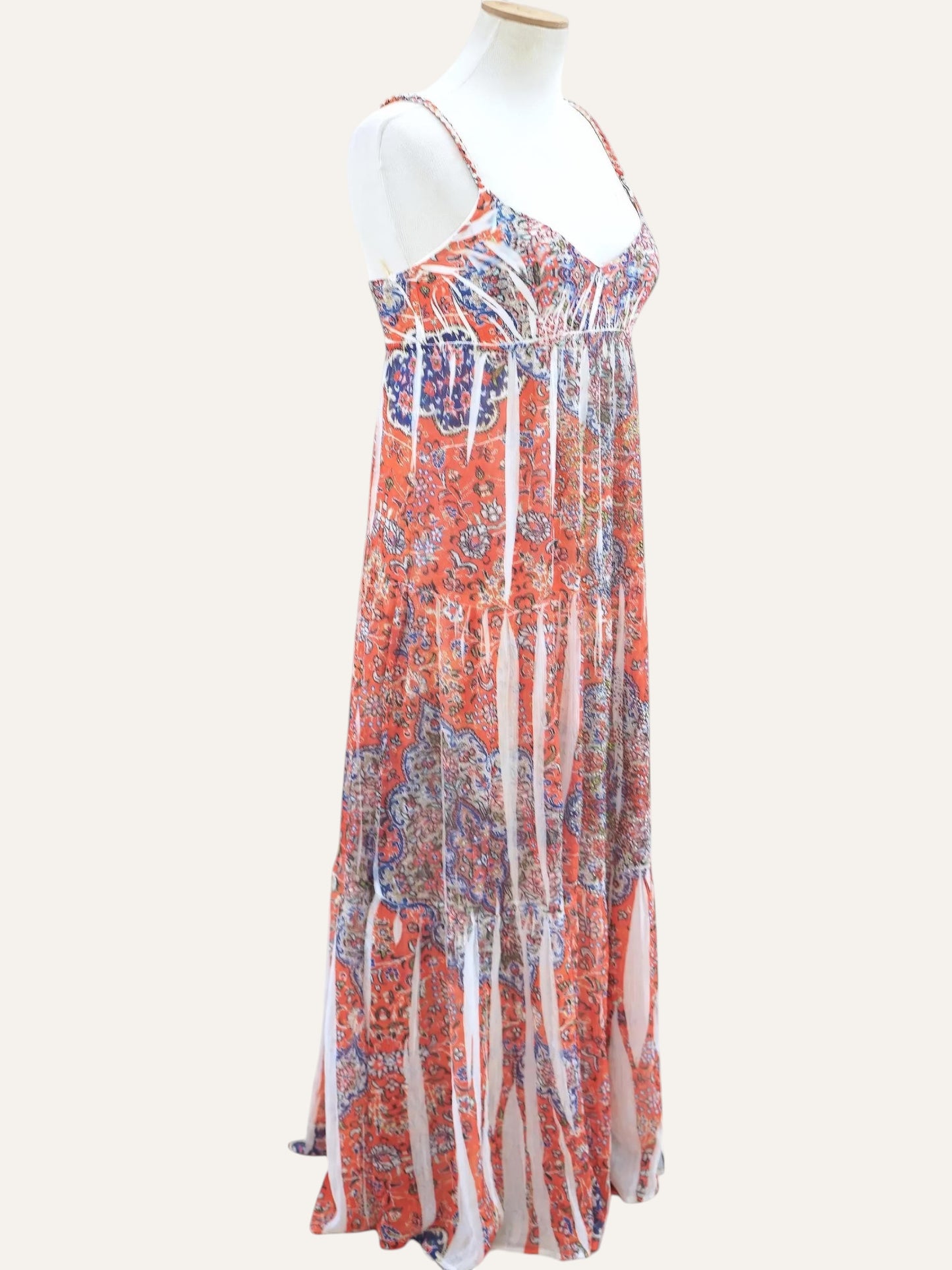 Paisley Print Tiered Maxi Dress
