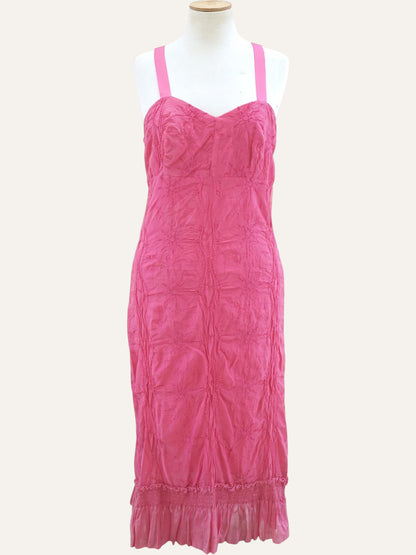 Crinkle Cotton Bustier Midi Dress