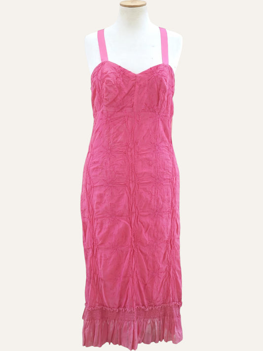 Crinkle Cotton Bustier Midi Dress