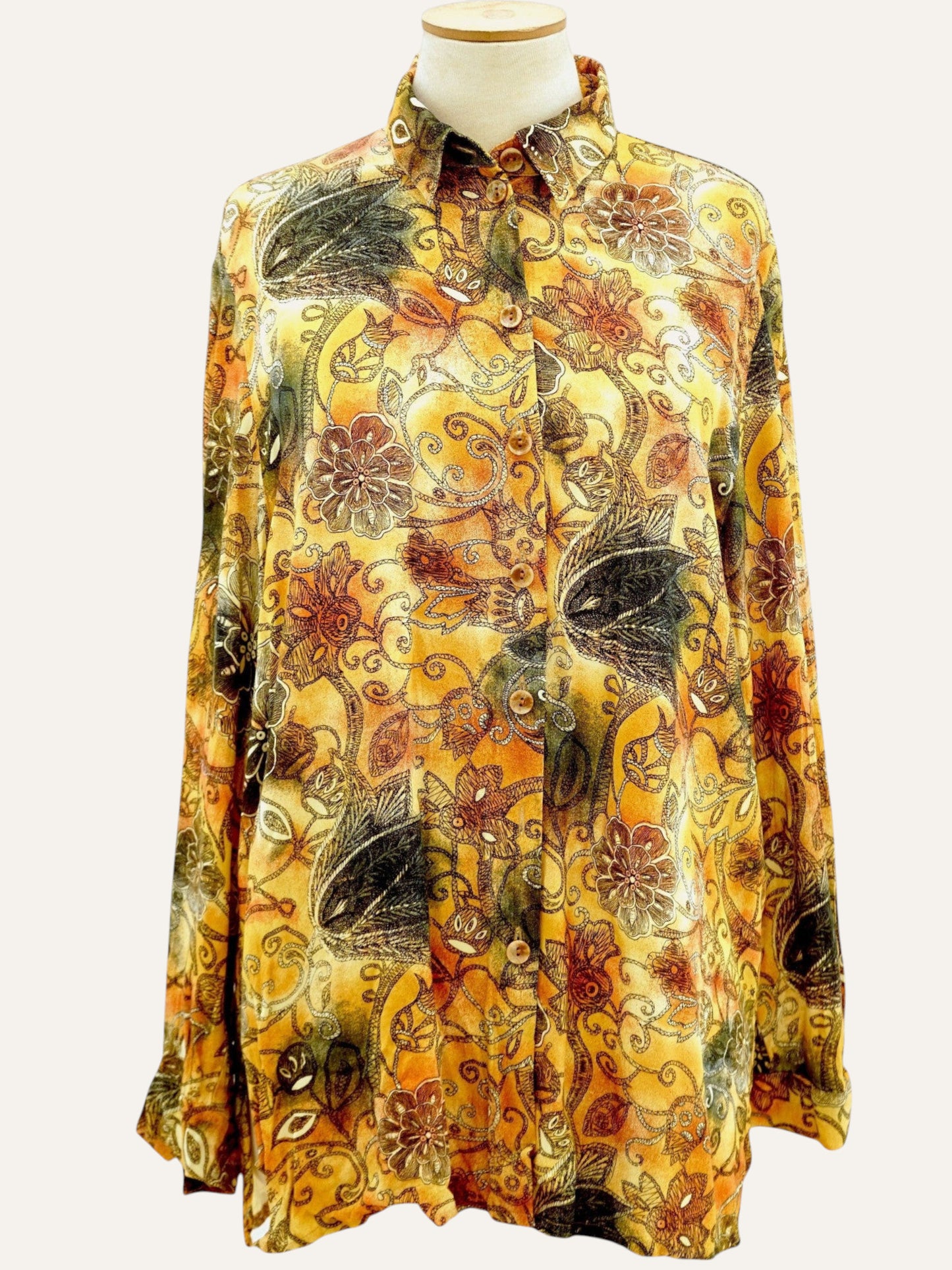 Baroque Pattern Long Sleeve Blouse